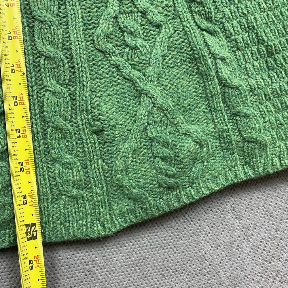 Aran Woollen Mills Sweater Womens 1X Green Button Cable Knit Ireland 100% Wool - Picture 8 of 10